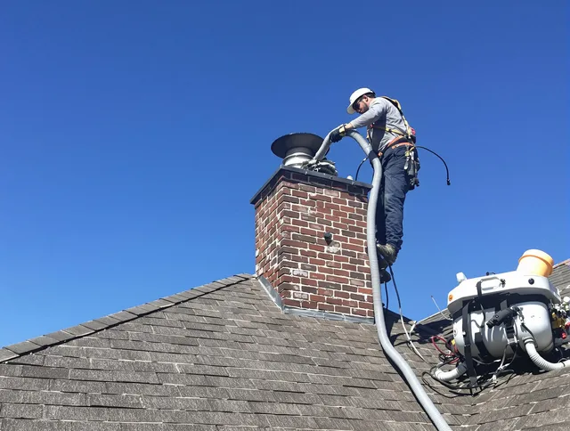 Dedicated Lake Forest Chimney Sweep team member cleaning a chimney in Lake Forest, CA