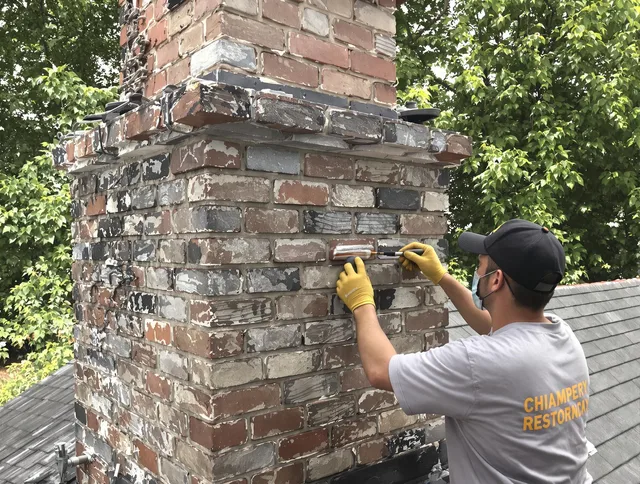 In-progress chimney restoration by Lake Forest Chimney Sweep in Lake Forest, CA
