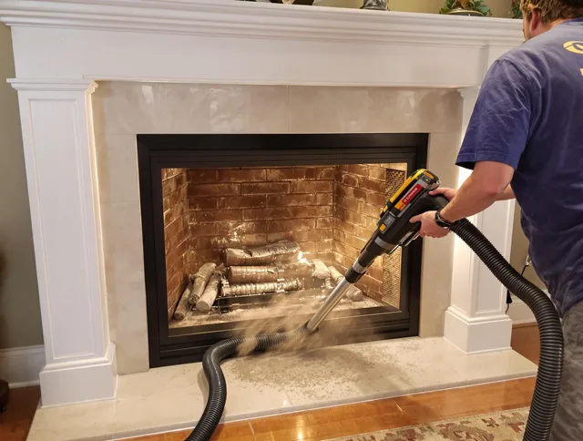 Fireplace cleaning performed by Lake Forest Chimney Sweep in Lake Forest, CA
